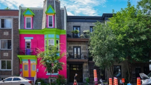 A home painted to promote the new home internet service of Canadian wireless provider Koodo is seen in Montreal, Thursday, July 4, 2024. (The Canadian Press/Christinne Muschi)