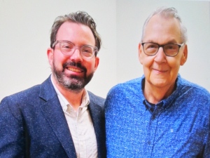 Clinical trial patient Dale Cousins, right, stands with nuclear oncologist Dr. David Laidley after receiving a new prostate cancer treatment at London Health Sciences Centre in London, Ont., in this undated handout photo. (The Canadian Press/HO - Dale Cousins)
HO