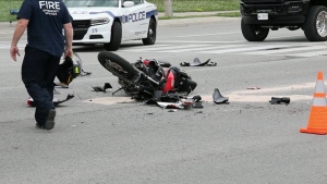 Motorcyclist in hospital after multi-vehicle crash