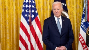 U.S. President Joe Biden attends a Medal of Honor ceremony at the White House on July 3, 2024. (Susan Walsh/AP via CNN Newsource)