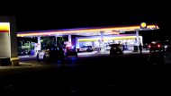 Police are on the scene of a shooting at a gas station in Scarborough on Saturday, July 6, 2024. (Jacob Estrin for CTV News Toronto)