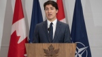 Prime Minister Justin Trudeau delivers a speech at the Canadian embassy, July 9, 2024 in Washington. THE CANADIAN PRESS/Adrian Wyld