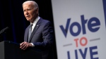 U.S. President Joe Biden speaks to community leaders at the Vote to Live Action Fund's 2024 Prosperity Summit co-hosted by CBC Chair Rep. Steven Horsford, D-Nev., in North Las Vegas, Nev., Tuesday, July 16, 2024. (AP Photo/Susan Walsh)