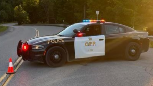 An Ontario Provincial Police cruiser blocks a road for an investigation. (Source: OPP/X)