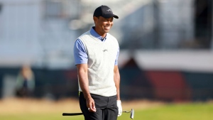 Tiger Woods during a practice round ahead of The Open at Royal Troon, South Ayrshire, Scotland, Monday, July 15, 2024. (Steve Welsh/PA via AP)