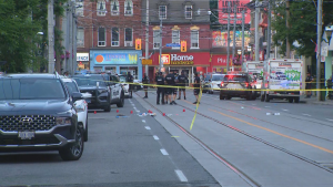 Toronto police are on the scene of a shooting near Carlton and Parliament Streets on Tuesday, July 23, 2024. (CP24)