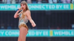 FILE - Taylor Swift performs at Wembley Stadium as part of her Eras Tour on Friday, June 21, 2024 in London. (Photo by Scott A Garfitt/Invision/AP)