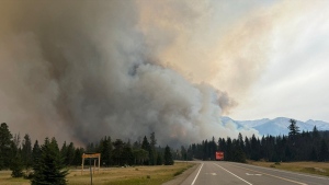 A wildfire burns in Jasper National Park in this Wednesday, July 24, 2024 handout photo from the Jasper National Park Facebook page. THE CANADIAN PRESS/HO, Facebook, Jasper National Park 