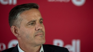 Toronto FC head coach John Herdman looks on during a press conference at the BMO Training Field in Toronto, Aug. 29, 2023. THE CANADIAN PRESS/Tijana Martin