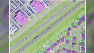 Municipalities in Quebec’s capital region have recently begun using artificial intelligence to track everything from tree cover to cars -- and even backyard pools. The Communauté métropolitaine de Québec says the data can help municipalities achieve their environmental targets, monitor urban development and even assess parking availability. THE CANADIAN PRESS/HO-Communauté métropolitaine de Québec 