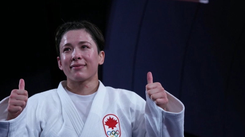 Canadian judoka Christa Deguchi wins gold medal at the Paris Olympics.