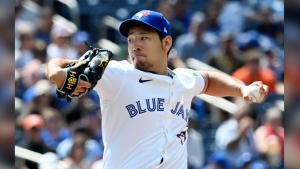  is heading to Houston. Kikuchi (16) throws to a Detroit Tigers batter in first inning American League baseball action in Toronto on Saturday, July 20, 2024. THE CANADIAN PRESS/Jon Blacker
