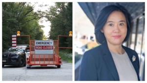 A police vehicle is shown in Kawartha Lakes on July 30 during the search for Ying Zhang. (CP24)