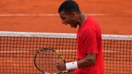 Canada's Felix Auger-Aliassime celebrates his win over Norway's Casper Ruud in men's singles quarter-final tennis action at the Summer Olympics in Paris on Thursday, Aug.1, 2024. THE CANADIAN PRESS/Adrian Wyld