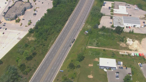 Police say a suspicious package found in a disabled vehicle on Highway 400 near Barrie resulted in a lengthy closure on Thursday, Aug. 1, 2024. (Chopper 24)