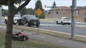 Police are on the scene of a collision in Brampton on Saturday, Aug. 3, 2024. (CP24)