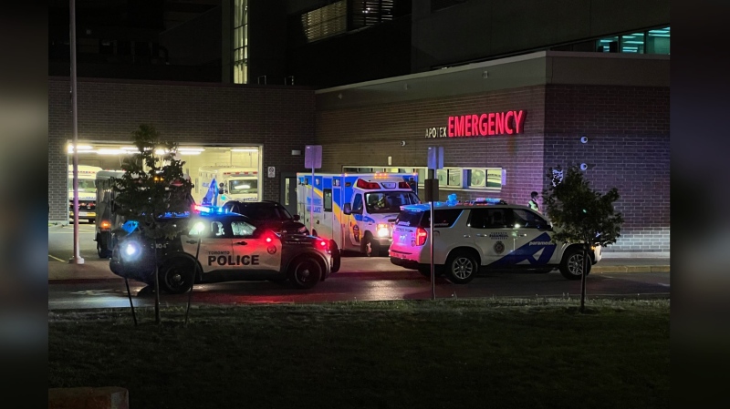 One person has non-life-threatening injuries after walking into Humber River Hospital on Aug. 4 with a gunshot woundd. (Simon Sheehan/CP24)