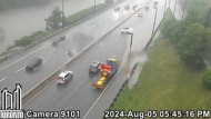 The southbound end of the DVP saw some flooding on Aug. 5 following a period of heavy rain. (MTO)