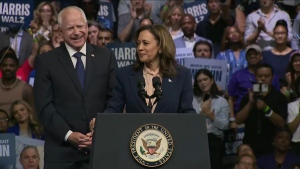 Harris introduces running mate Walz