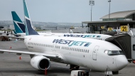 FILE - WestJet passenger jets parked at departure gates at the Calgary International Airport on Wednesday, May 31, 2023.THE CANADIAN PRESS/Jeff McIntosh