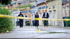 Police are on the scene of a fatal shooting near Woodbine Beach. (Simon Sheehan/ CP24)