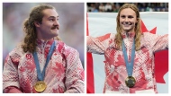 Ethan Katzberg and Summer McIntosh are pictured in this combination image. THE CANADIAN PRESS/Christinne Muschi