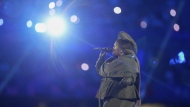 Yseult performs during the 2024 Summer Olympics closing ceremony at the Stade de France, Monday, Aug. 12, 2024, in Saint-Denis, France. (AP Photo/Natacha Pisarenko)