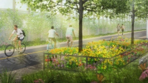 An artist's rendering of the planned West Toronto Railpath Extension is pictured. (City of Toronto)