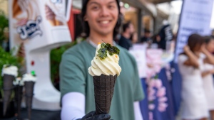 Wasabi ice cream is pictured on media preview day at the Canadian National Exhibition in Toronto on Wednesday, August 14, 2024. THE CANADIAN PRESS/Laura Proctor