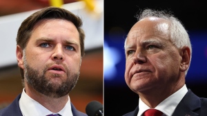 Ohio Sen. JD Vance, left, and Minnesota Gov. Tim Walz set for vice presidential debate on Oct. 1. (Getty Images via CNN Newsource)