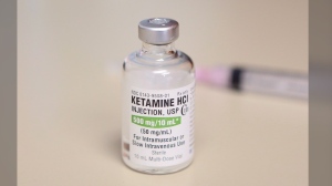 A vial of ketamine, which is normally stored in a locked cabinet, is shown in Chicago on July 25, 2018. Ketamine can be a "life-saving" treatment for depression but also a major risk to patients with a history of addiction, Canadian psychiatrists say after U.S. authorities charged several people in connection with actor Matthew Perry's overdose death. THE CANADIAN PRESS/AP, Teresa Crawford