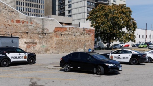 Police are investigating a shooting outside of Club 33, located at 33 Bowen Street in Hamilton, on Sunday, Aug. 25, 2024. (Jacob Estrin/CTV News Toronto)