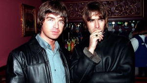 (From left) Noel Gallagher and Liam Gallagher of Oasis in London in 1995. (Dave Hogan/Hulton Archive/Getty Images via CNN Newsource)