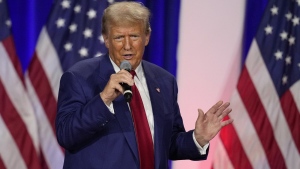 Republican presidential nominee former President Donald Trump speaks during a town hall with former Democratic Rep. Tulsi Gabbard, Thursday, Aug. 29, 2024, in La Crosse, Wis. (AP Photo/Charlie Neibergall)