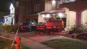 Truck into house