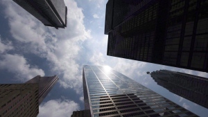 Some Canadian banks say they're starting to question how aggressively they go after mortgage customers amid intense competition. Bank towers are shown in Toronto on Wednesday, June 16, 2010. THE CANADIAN PRESS/Adrien Veczan