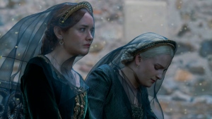 (From left) Olivia Cooke and Phia Saban on 'House of the Dragon.' (Theo Whiteman/HBO via CNN Newsource)