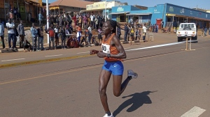 Rebecca Cheptegei, competes at the Discovery 10km road race in Kapchorwa, Uganda, Jan. 20, 2023. (AP Photo, File)