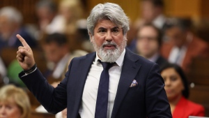 Minister of Transport Pablo Rodriguez rises during Question Period in the House of Commons on Parliament Hill in Ottawa on June 12, 2024. Transport Minister Pablo Rodriguez says Via Rail has 30 days to make some changes following a train delay that left passengers stranded over the weekend. THE CANADIAN PRESS/ Patrick Doyle