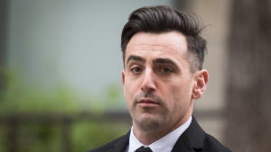 Canadian musician Jacob Hoggard arrives at the Toronto courthouse for sentencing after being found guilty of sexually assaulting an Ottawa woman, Oct. 20, 2022. THE CANADIAN PRESS/ Tijana Martin