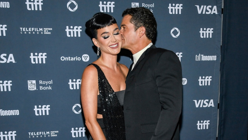 Katy Perry, left, and Orlando Bloom attend the premiere of "The Cut" at Princess of Wales Theatre during the Toronto International Film Festival on Thursday, Sept. 5, 2024, in Toronto. (Photo by Evan Agostini/Invision/AP)