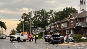 A three-car collision sent five people to hospital in East York on Tuesday. One man was arrested on charges of impaired driving, police said. (Francis Gibbs)