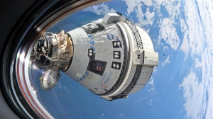 This photo provided by NASA shows Boeing's Starliner spacecraft docked to the Harmony module's forward port on July 3, 2024. (NASA via AP)