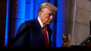 Republican presidential nominee Donald Trump arrives at a campaign event in New York on Sept. 5, 2024. (Alex Brandon / AP Photo)