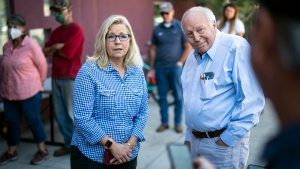 Liz Cheney arrives with her father, former vice-president Dick Cheney, to vote during the Republican primary election in Jackson Hole, Wyo., on Aug. 16, 2022. (Jabin Botsford/The Washington Post via AP, File)
Jabin Botsford