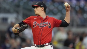 Atlanta Braves starting pitcher Max Fried works against the Toronto Blue Jays in the first inning of a baseball game Sept. 6, 2024, in Atlanta. (AP Photo/John Bazemore)