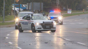 Police are on the scene of a hit-and-run in Whitby. 