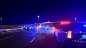 A crash on Highway 403 in Mississauga has left 1 driver injured. One person is in custody in connection with the collision, police said. (@OPP_HSD/ X) 