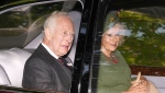 King Charles and Queen Camilla arrive at Crathie Kirk, near Balmoral, for a Sunday church service, Sunday Sept. 8, 2024. (Aaron Chown/PA via AP)