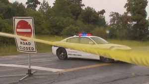 Bovaird Drive is currently closed between Mississauga Road and Heritage. due to a fatal collision. (Corey Baird/CTV News Toronto)